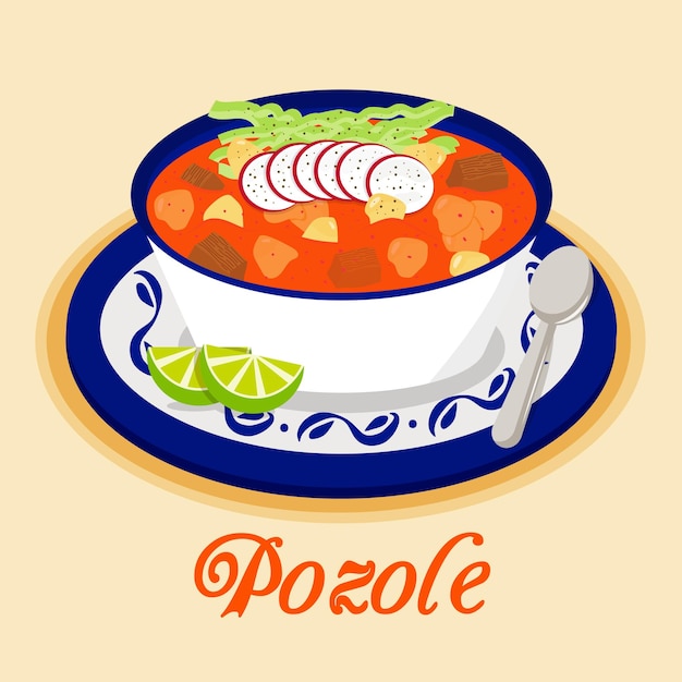 Vetor pozole de comida mexicana