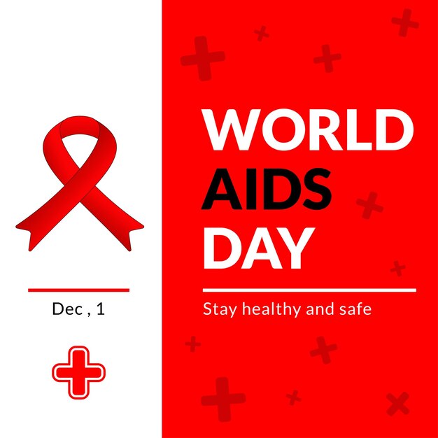 Vetor praça de design de modelo de postagem do dia mundial da aids
