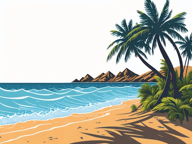 Vetor praia de verão vetor ilustração fundo branco