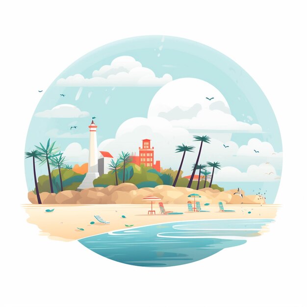 Vetor praia de verão vetor mar férias de férias tropicais ilustração de design de viagem fundo s