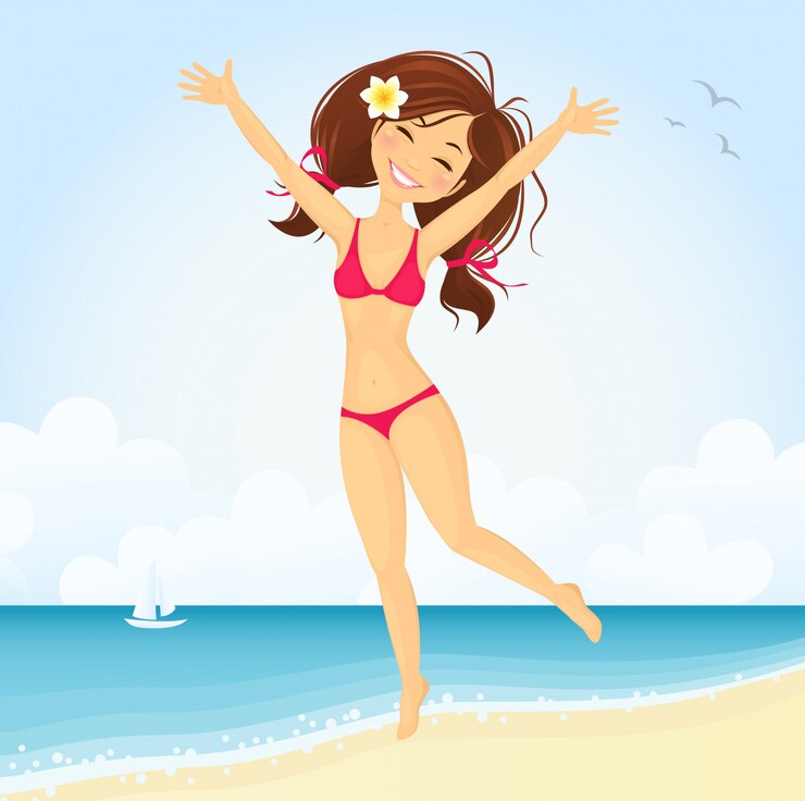 Vetor praia menina