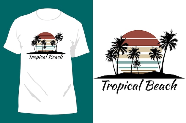 Praia tropical t-shirt design retro vintage