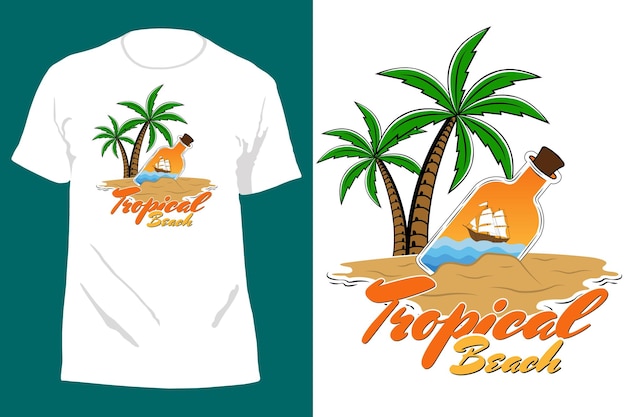 Praia tropical t-shirt design retro vintage