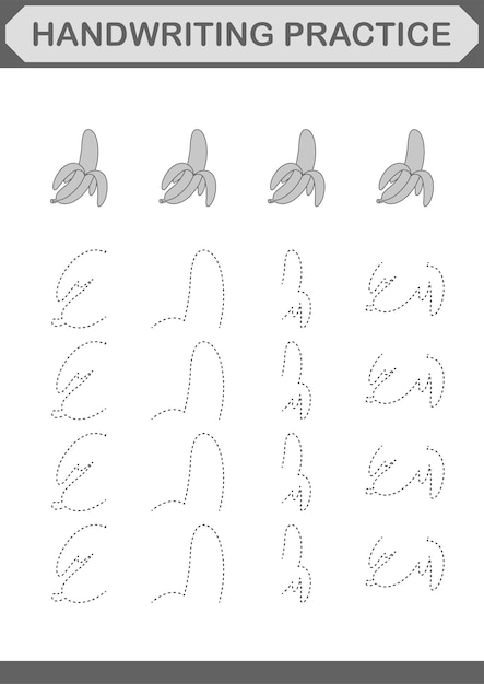 Prática de caligrafia com banana worksheet para crianças