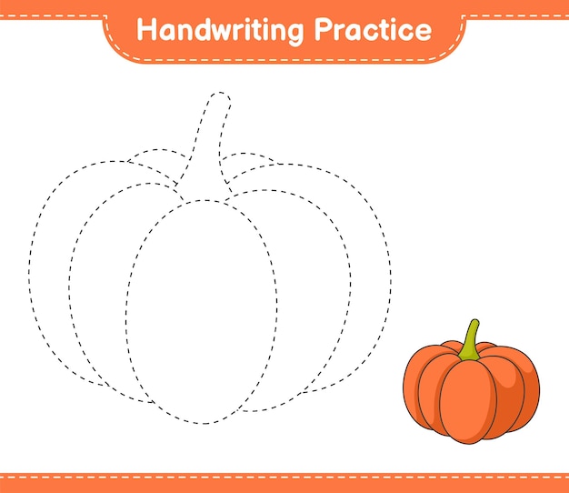 Prática de caligrafia traçando linhas do jogo infantil pumpkin educacional para imprimir