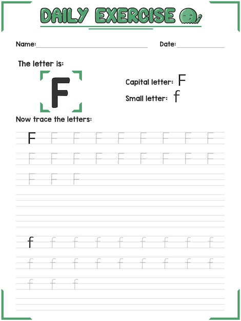 Prática de rastreamento de letras do alfabeto e exercício de caligrafia para crianças do jardim de infância primário