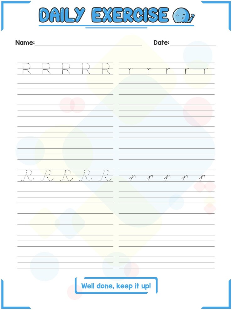Vetor prática de rastreamento de letras do alfabeto regular e cursivo e exercício de caligrafia para crianças pré-escolares