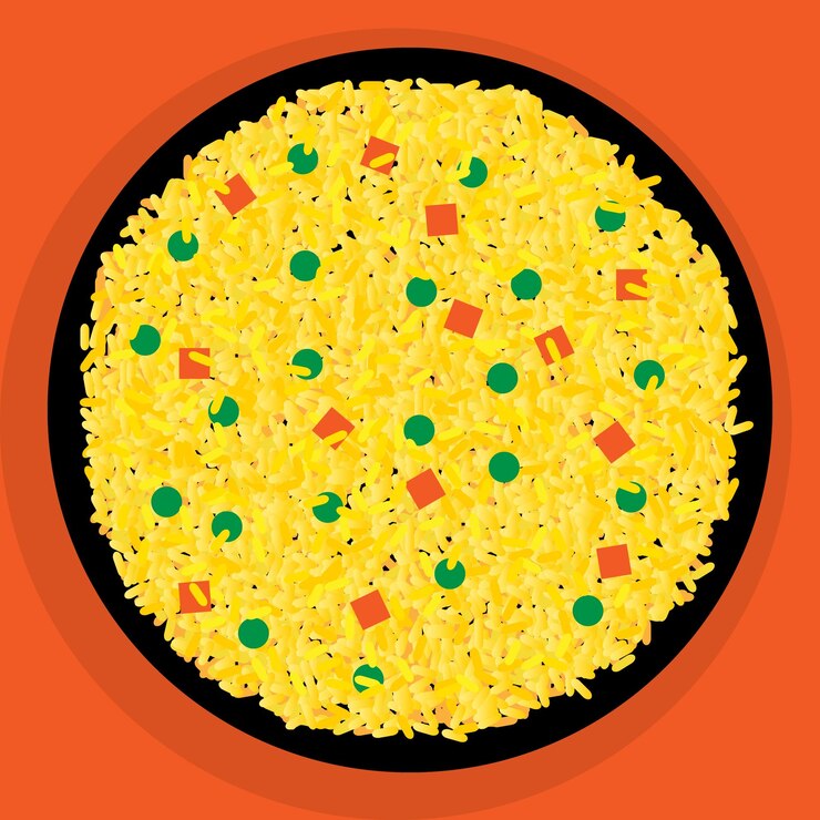 prato de arroz colorido