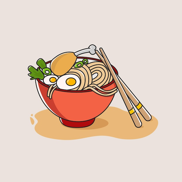 prato de sopa de galinha indonésio desenhado à mão