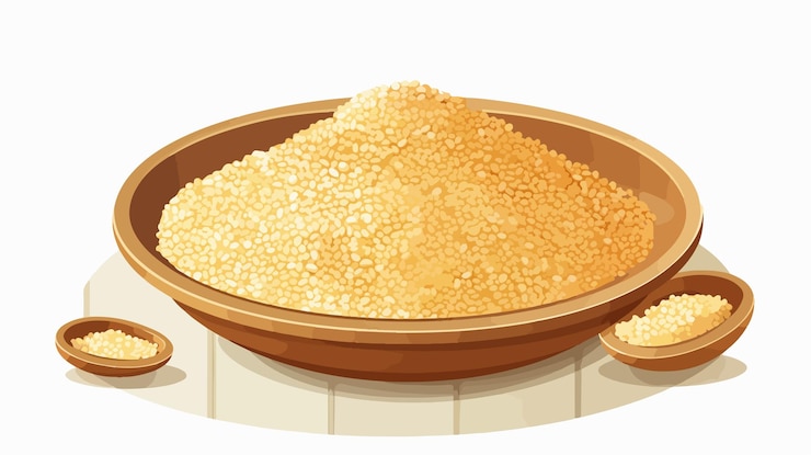 Vetor prato delicioso com halwas doces de açúcar e sementes de gergelim ilustração de desenho animado