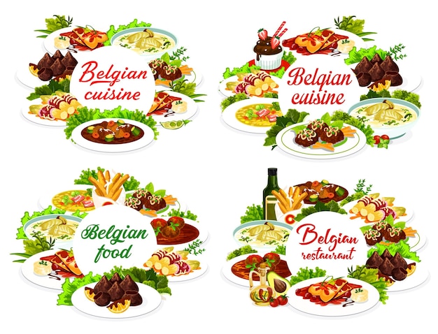 Pratos de menu de cozinha de comida belga Refeições da Bélgica