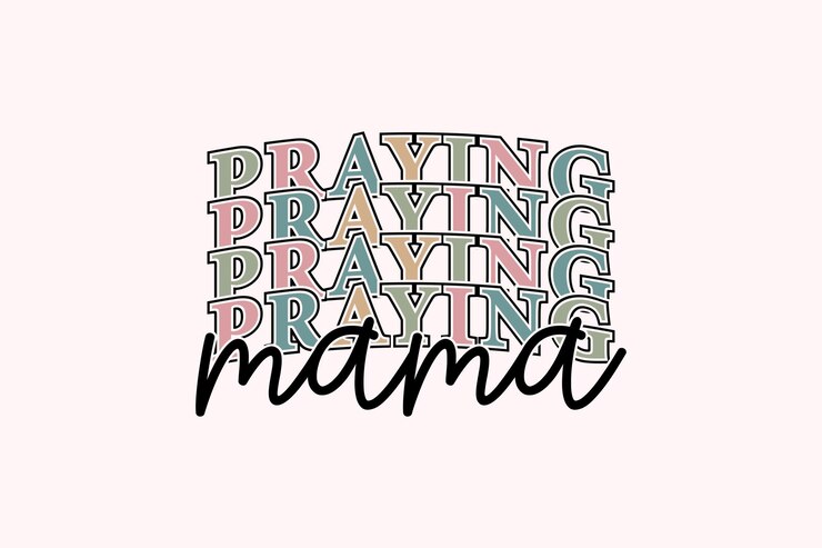 Vetor praying mama svg design christian mama t-shirt desihn (desenho de t-shirt de mãe cristã)