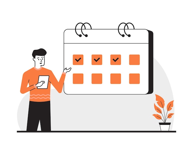 prazos de gestão de trabalho e ilustração de agenda