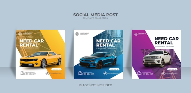 Precisa de modelo de banner de postagem de mídia social instagram para aluguel de carro