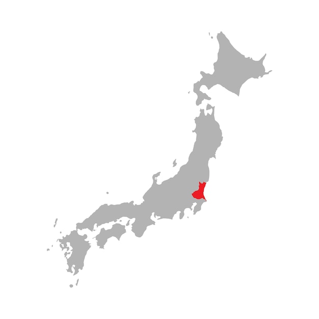 Prefeitura de ibaraki destacada no mapa do japão em fundo branco