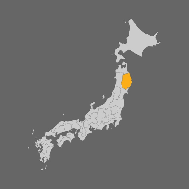 Prefeitura de iwate destacada no mapa do japão