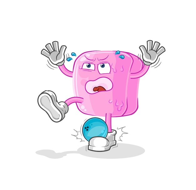 Prego atingido por vetor de mascote de desenho animado de boliche