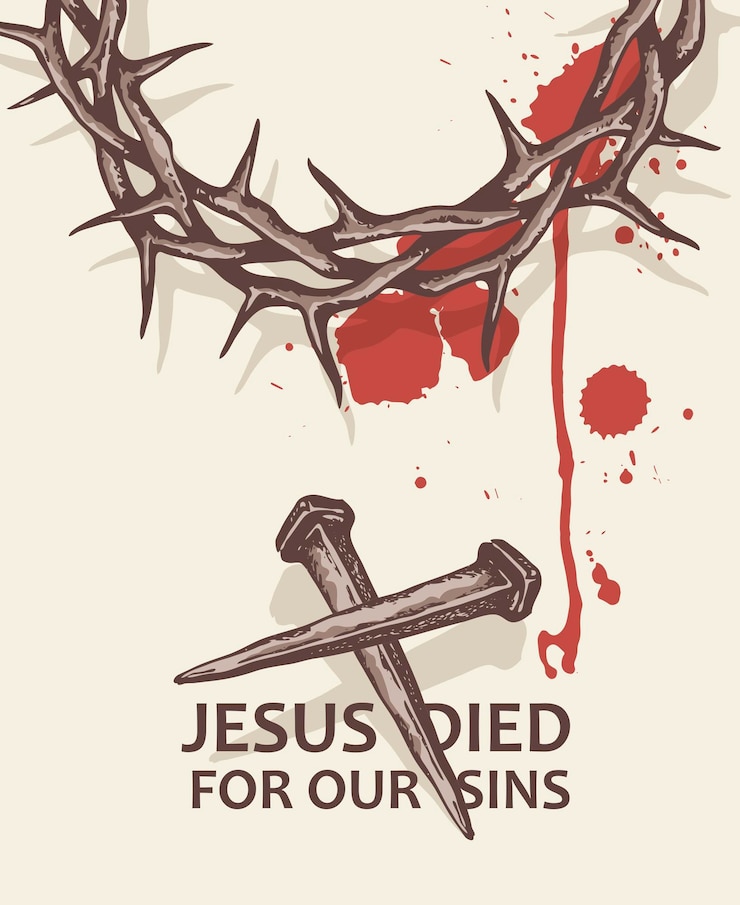 Vetor pregos de jesus com coroa de espinhos