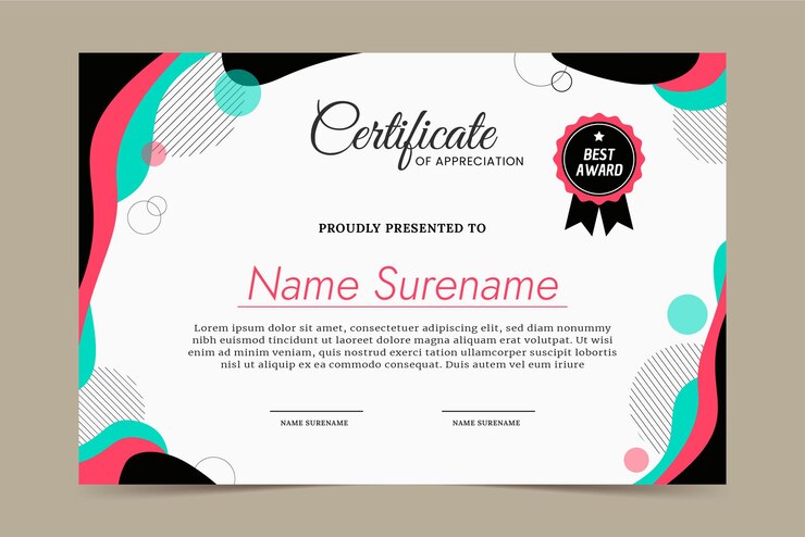 Vetor prêmio de certificado abstrato para apreciação