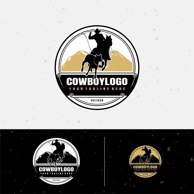 Vetor prêmio de vetor de logotipo de rodeio de cowboy