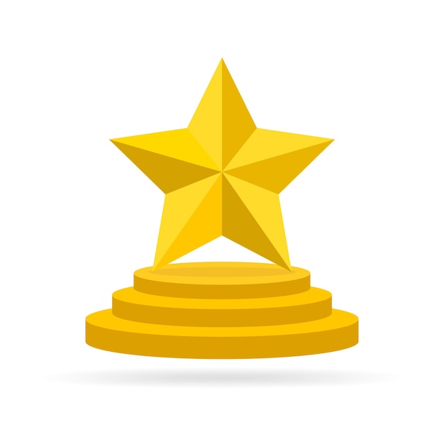 Prêmio estrela de ouro em troféu em branco