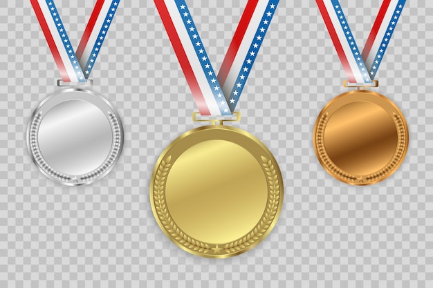Prêmio medalhas isoladas em fundo transparente.