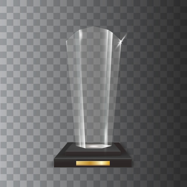 Prêmio troféu transparent realistic blank glass