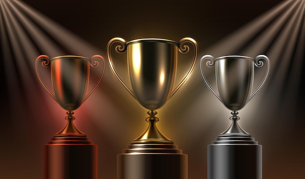 Prêmios nomeação nome copa ouro prata bronze prêmio cena evento estrela cerimônia ilustração vetor