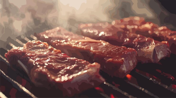 Vetor preparação de alimentos deliciosos para churrasco