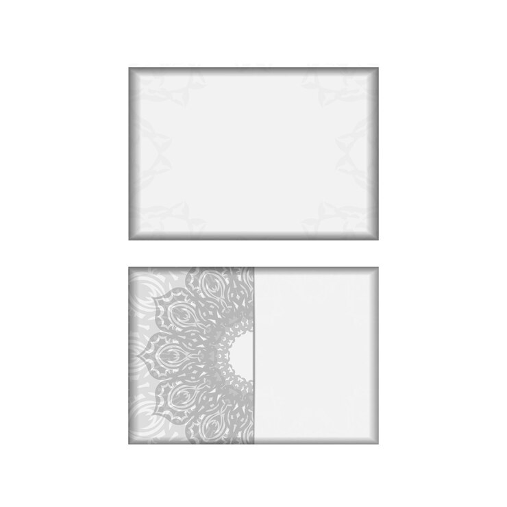 Vetor preparar um convite com um local para seu texto e padrões. modelo de cartão postal de design de impressão na cor branca com ornamento mandala preto.