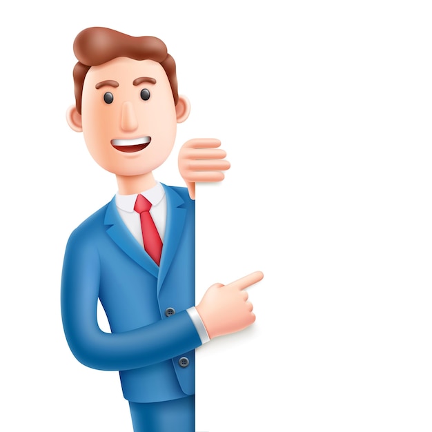 Presentação de empresário personagem de desenho animado ilustração 3D