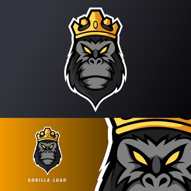 Preto rei gorila macaco macaco mascote desporto esport logotipo modelo para equipe de serpentina