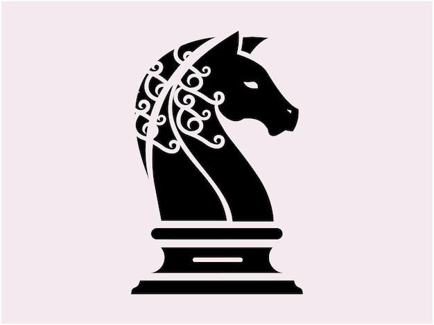 Vetor preto xadrez cavaleiro cavalo pegasus unicórnio silhueta logotipo design vector.