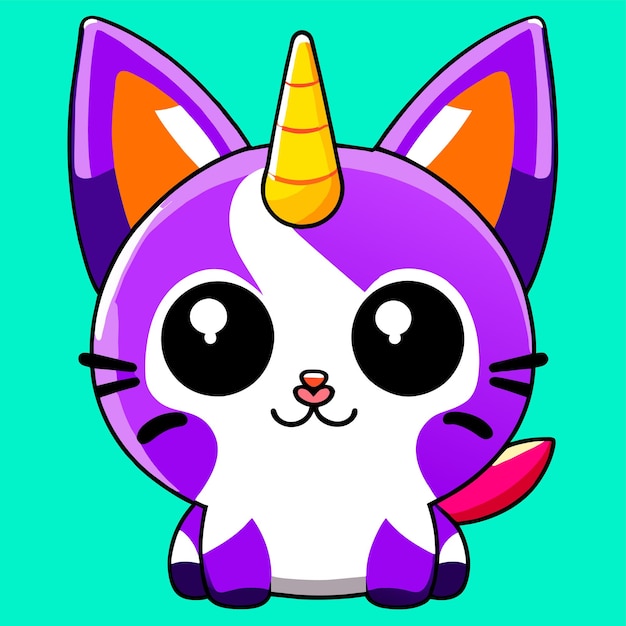 Pretty cat unicorn hand drawn flat stylish cartoon sticker icon concept isolated illustration