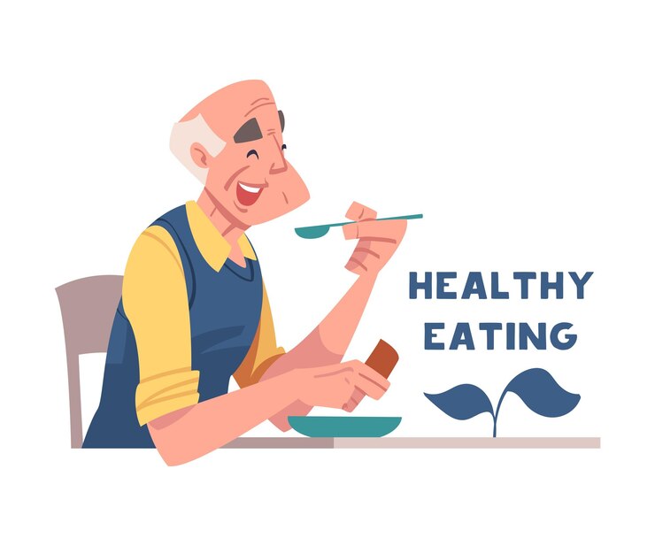 Vetor prevenção com homem idoso ilustração do vetor de alimentação saudável alzheimer