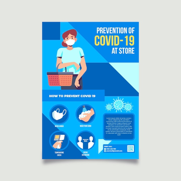 Prevenção covid-19 na loja a5 flyer