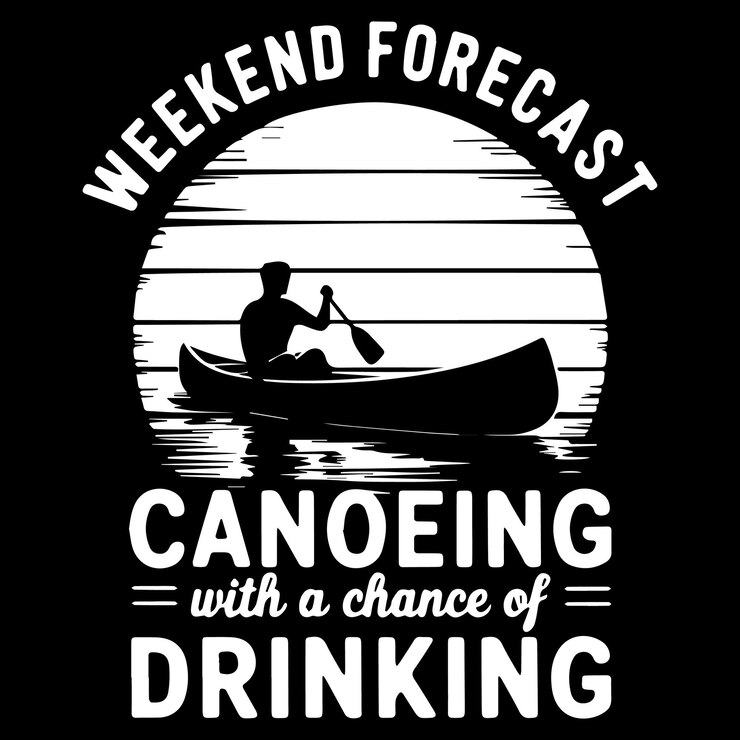Vetor previsão de fim de semana canoagem design gráfico para amantes de canoas