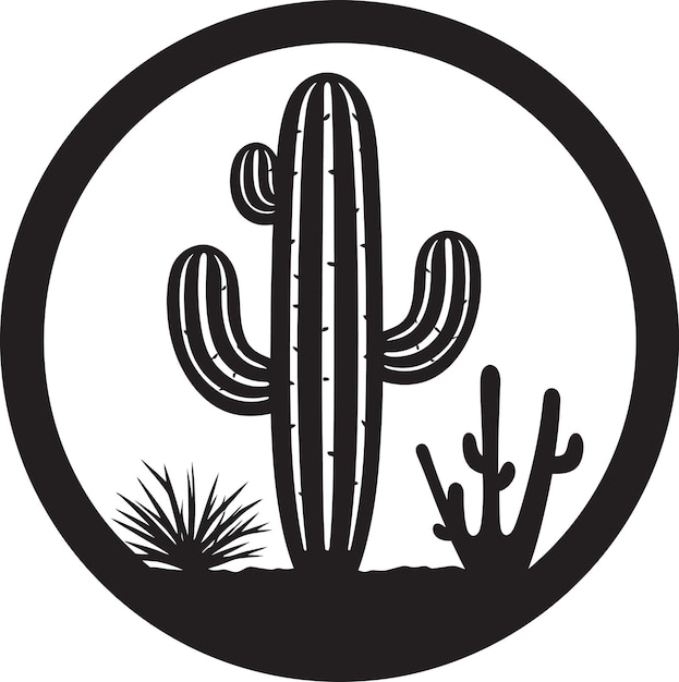 Vetor prickly serenity black iconic cactus succulent wilderness black cactus scene (cactus negro com serenidade prickly)