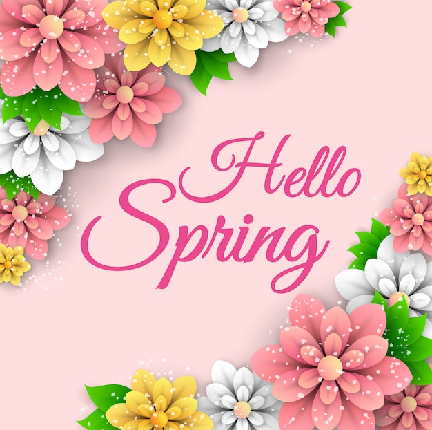 Vetor primavera colorida com lindas flores