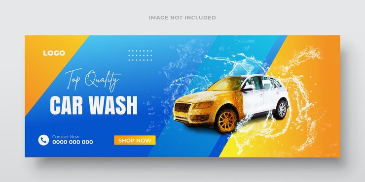 Vetor prime serviços de lavagem de carros serviço de limpeza banner pacote de facebook template