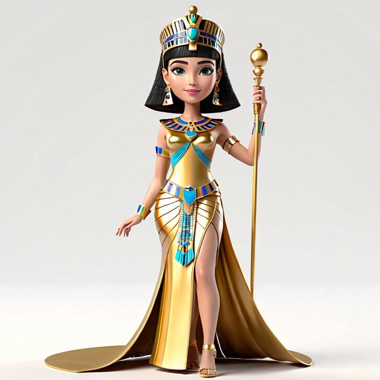 Vetor princesa cleópatra vestindo um vestido de ouro