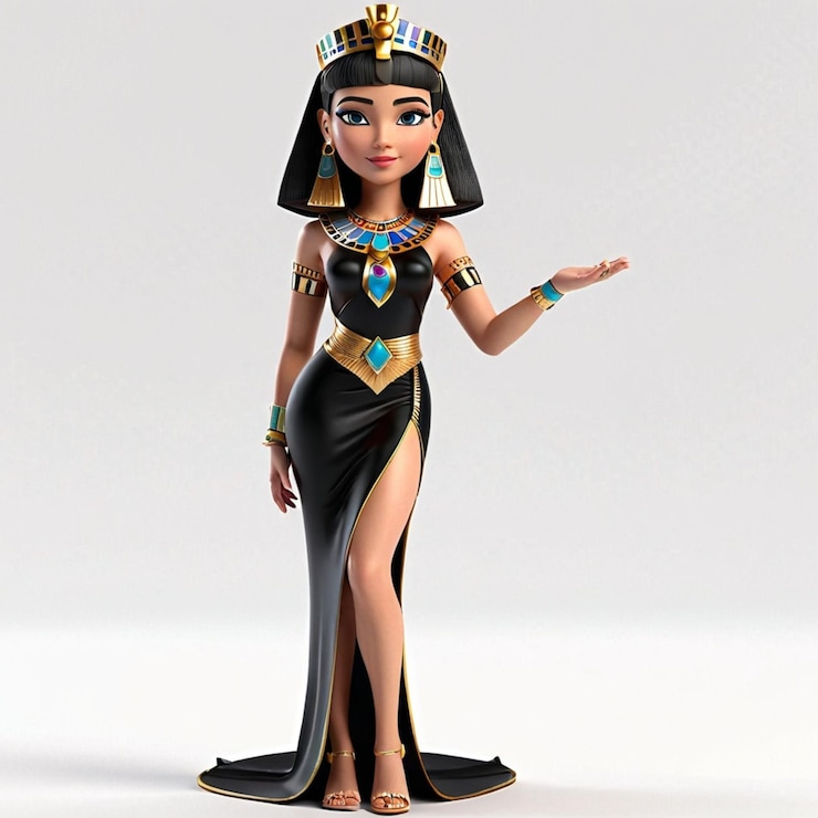 Vetor princesa cleópatra vestindo um vestido preto