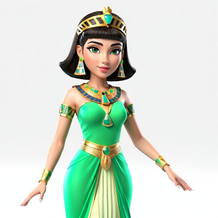 Vetor princesa cleópatra vestindo um vestido verde
