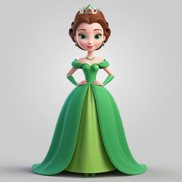 Vetor princesa de vestido verde 3d vector