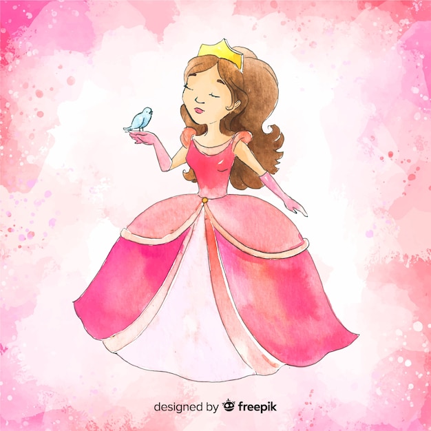 Vetor princesa em aquarela desenho de fundo