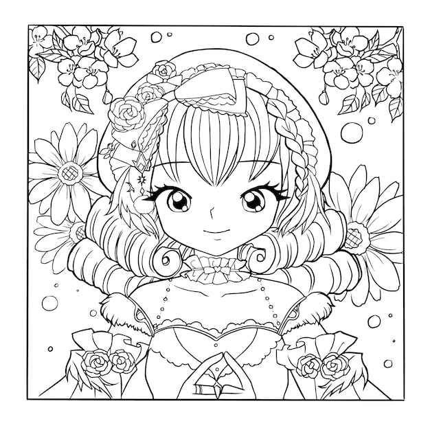 Desenho e Imagem Anime Princesa para Colorir e Imprimir Grátis