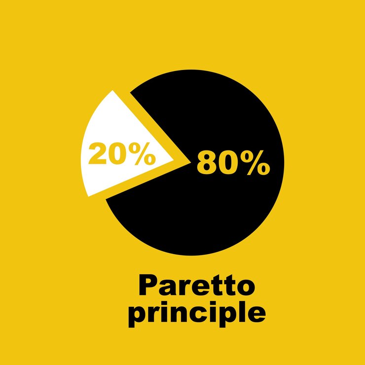 Vetor princípio do quadro de pareto regra de negócios vinte e oitenta gráfico de torta parte econômica financeira lucro