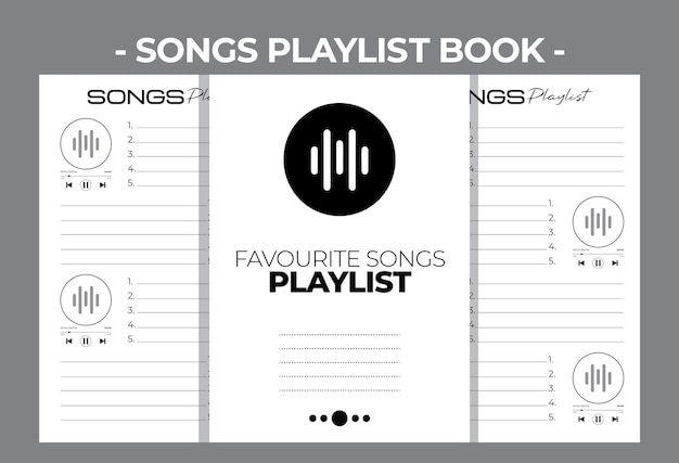 Vetor printable kdp songs playlist livro em branco vector design template