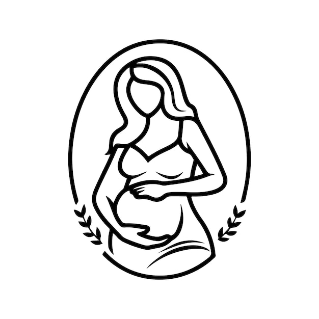 Printpregnant woman logo black outline vector ícone do logotipo da maternidade