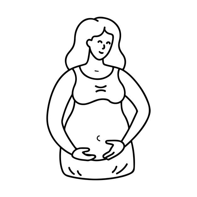 Vetor printpregnant woman logo black outline vector ícone do logotipo da maternidade